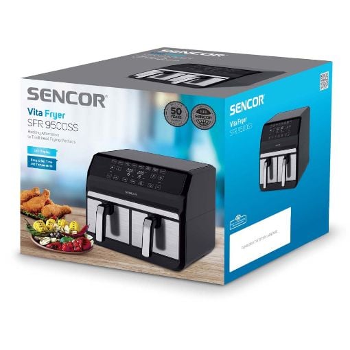 Εικόνα της Φριτέζα Αέρος Sencor Vita Διπλή 8lt 1700W Black SFR 9500SS