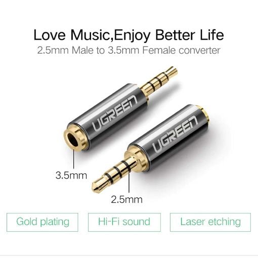 Εικόνα της Audio Converter Ugreen 2.5 to 3.5mm M/F Grey 20501