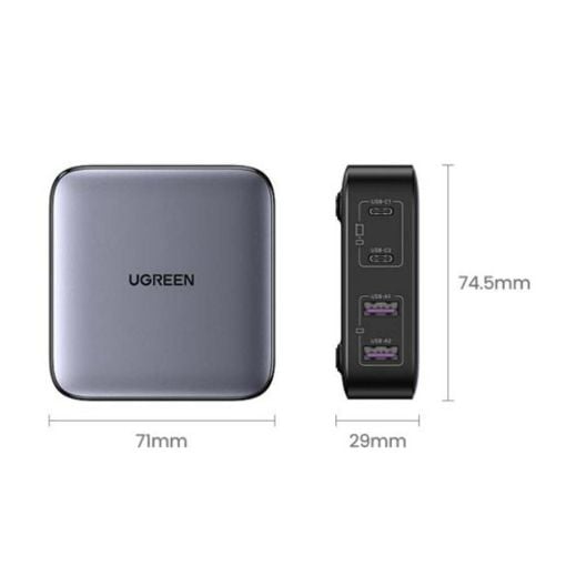 Εικόνα της Φορτιστής Ugreen CD327 GaN Quick Charge 4.0 65W Grey/Black 90747