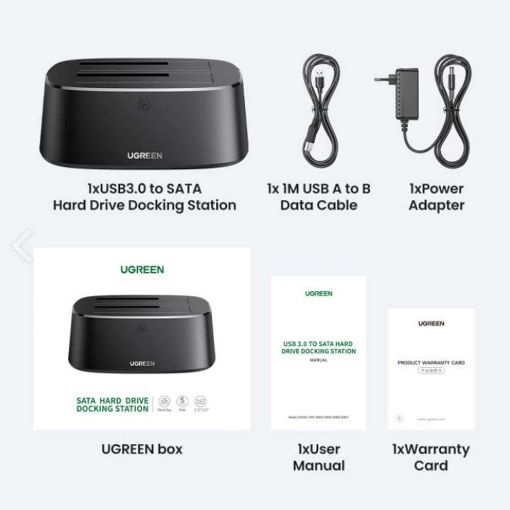 Εικόνα της Docking Station Ugreen CM198 2.5/3.5" USB 3.0 Black 50857