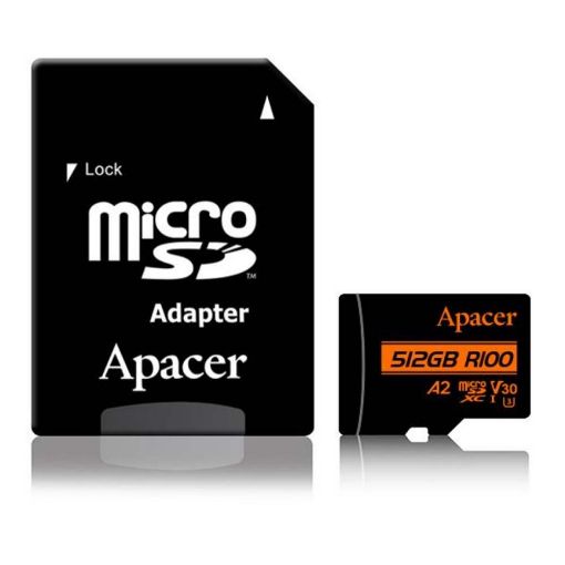 Εικόνα της Κάρτα Μνήμης MicroSDXC Class 10 Apacer R100 512GB UHS-I U3 V30 A2 + SD Adapter