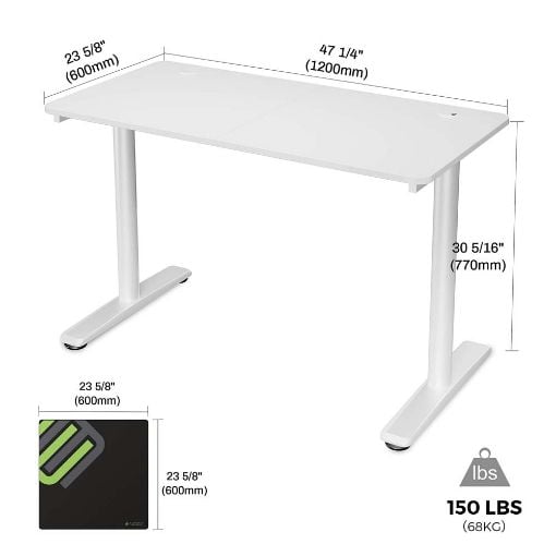Εικόνα της Gaming Desk Eureka Ergonomic 47" White ERK-IOD-47W-V2