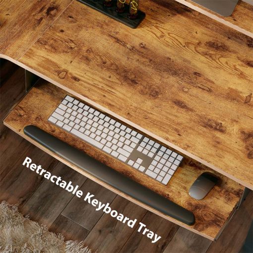 Εικόνα της Ξύλινο Γωνιακό Γραφείο Eureka Ergonomic L60L με Μεταλλικά Πόδια Brown ERK-L60L-RB-V2-EU