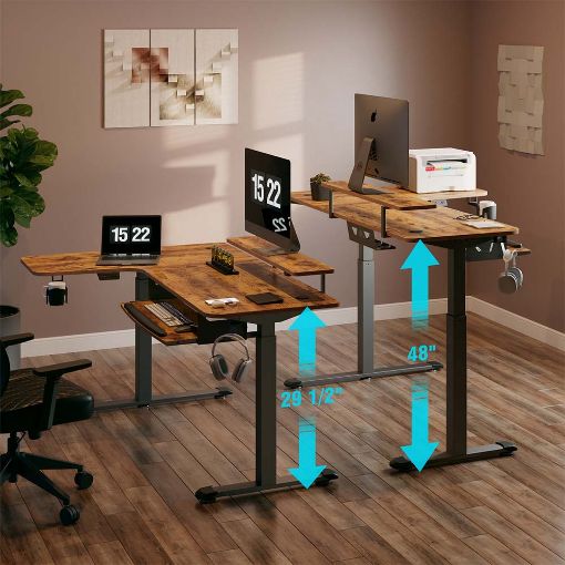Εικόνα της Ξύλινο Γωνιακό Γραφείο Eureka Ergonomic L60L με Μεταλλικά Πόδια Brown ERK-L60L-RB-V2-EU