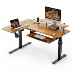 Εικόνα της Ξύλινο Γωνιακό Γραφείο Eureka Ergonomic L60L με Μεταλλικά Πόδια Brown ERK-L60L-RB-V2-EU