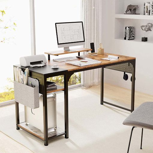 Εικόνα της Ξύλινο Γραφείο Eureka Ergonomic με Μεταλλικά Πόδια Brown ZX-SS140B-RBB