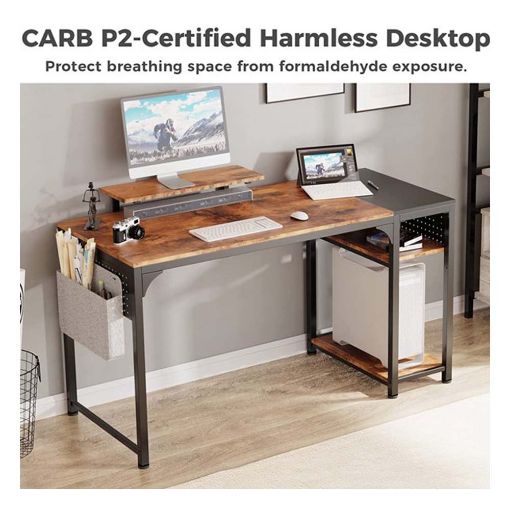Εικόνα της Ξύλινο Γραφείο Eureka Ergonomic με Μεταλλικά Πόδια Brown ZX-SS140B-RBB