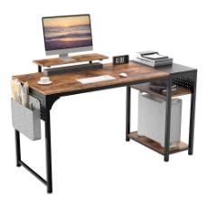 Εικόνα της Ξύλινο Γραφείο Eureka Ergonomic με Μεταλλικά Πόδια Brown ZX-SS140B-RBB
