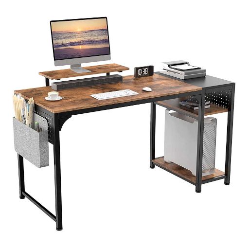Εικόνα της Ξύλινο Γραφείο Eureka Ergonomic με Μεταλλικά Πόδια Brown ZX-SS140B-RBB