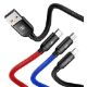 Εικόνα της Καλώδιο Baseus Three Primary Colors 3in1 USB to Type-C / Lightning / micro USB 0.3m Black CAMLT-ASY01