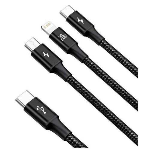 Εικόνα της Καλώδιο Baseus Rapid Series Braided 3in1 USB to Type-C / Lightning / micro USB 1.5m Black CAMLT-SC01