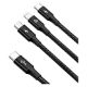 Εικόνα της Καλώδιο Baseus Rapid Series Braided 3in1 USB to Type-C / Lightning / micro USB 1.5m Black CAMLT-SC01