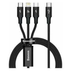 Εικόνα της Καλώδιο Baseus Rapid Series Braided 3in1 USB to Type-C / Lightning / micro USB 1.5m Black CAMLT-SC01