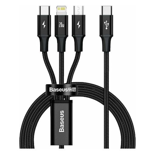 Εικόνα της Καλώδιο Baseus Rapid Series Braided 3in1 USB to Type-C / Lightning / micro USB 1.5m Black CAMLT-SC01