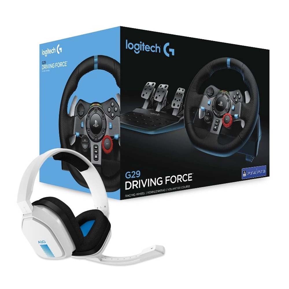 Εικόνα της Logitech Wheel G29 Driving Force Racing (PS5-PS4-PS3-PC) & Gaming Headset Logitech Astro A10 White Bundle 991-000486