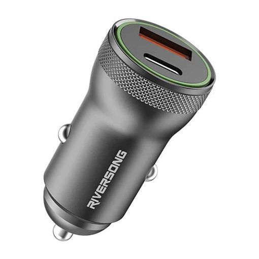 Εικόνα της Φορτιστής Αυτοκινήτου Riversong Safari S6 USB-A & USB-C PD 20W Gun Silver CC20G