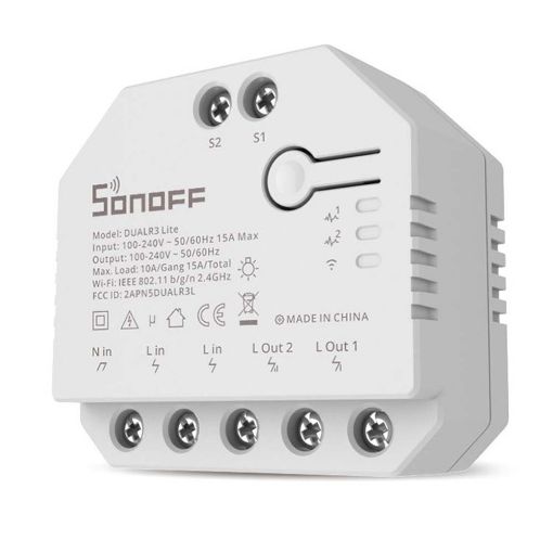 Εικόνα της DIY Smart Ενδιάμεσος Διακόπτης Sonoff Dual R3 Lite 2 Gang Wi-Fi White