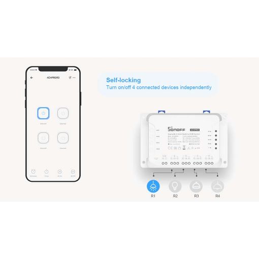 Εικόνα της DIY Smart Ενδιάμεσος Διακόπτης Sonoff 4CHR3 4 Gang με Wi-Fi White M0802010003