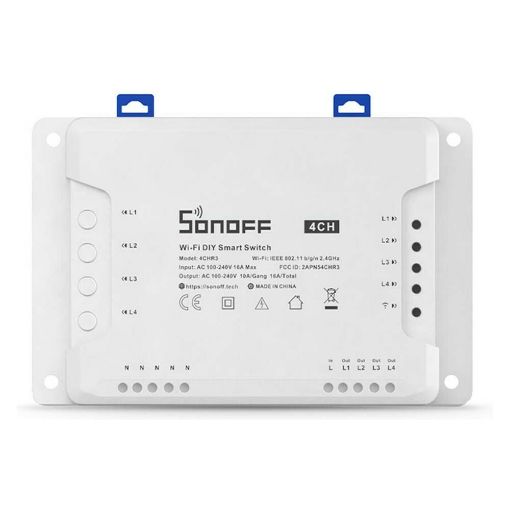 Εικόνα της DIY Smart Ενδιάμεσος Διακόπτης Sonoff 4CHR3 4 Gang με Wi-Fi White M0802010003