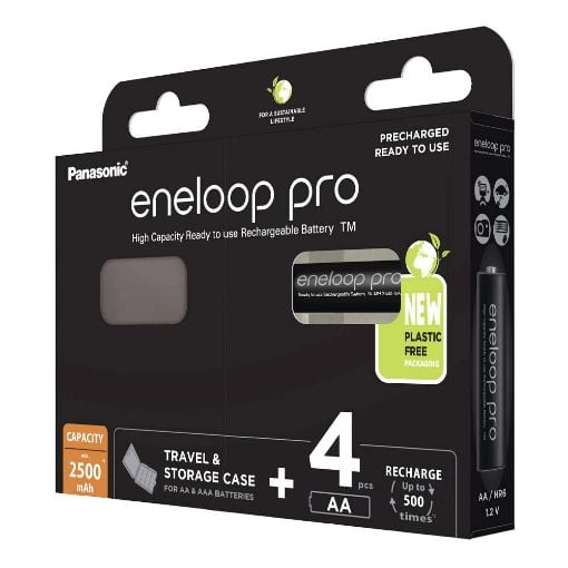 Εικόνα της Επαναφορτιζόμενες Μπαταρίες Panasonic Eneloop Pro AA Ni-MH 2500mAh 1.2V & Battery Case 4τμχ 30511467
