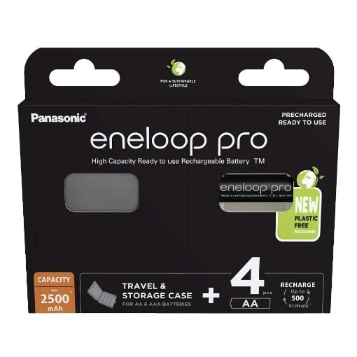 Εικόνα της Επαναφορτιζόμενες Μπαταρίες Panasonic Eneloop Pro AA Ni-MH 2500mAh 1.2V & Battery Case 4τμχ 30511467