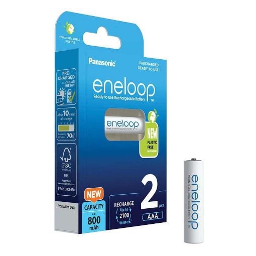 Εικόνα της Επαναφορτιζόμενες Μπαταρίες Panasonic Eneloop AAA Ni-MH 800mAh 1.2V 2τμχ 37509357