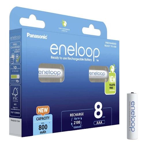 Εικόνα της Επαναφορτιζόμενες Μπαταρίες Panasonic Eneloop AAA Ni-MH 800mAh 8τμχ 37833037