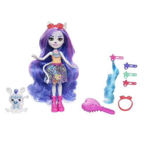 Εικόνα της Mattel Enchantimals - Glam Party Κούκλα Ζέβρα με Μακριά Μαλλιά HNV28
