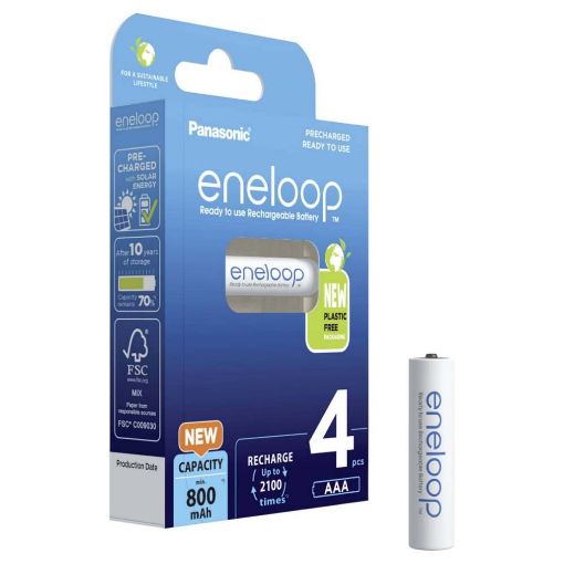 Εικόνα της Επαναφορτιζόμενες Μπαταρίες Panasonic Eneloop AAA Ni-MH 800mAh 4τμχ 37941535