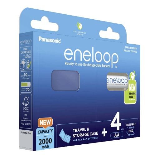 Εικόνα της Επαναφορτιζόμενες Μπαταρίες Panasonic Eneloop AA Ni-MH 2000mAh 1.2V & Battery Case 4τμχ 39067927