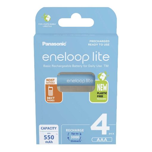 Εικόνα της Επαναφορτιζόμενες Μπαταρίες Panasonic Eneloop Lite AAA Ni-MH 550mAh 1.2V 4τμχ 8214261