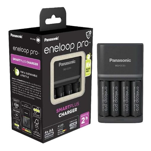 Εικόνα της Φορτιστής Μπαταριών Panasonic Eneloop Pro Smart Plus BQ-CC55 Ni-MH AA/AAA & 4x Μπαταρίες AA 2500mAh 39230434