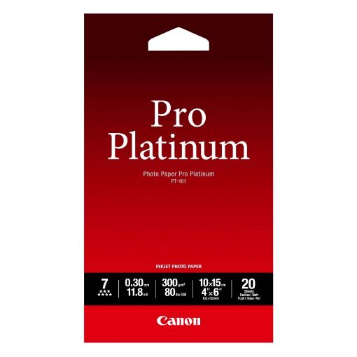 Εικόνα της Φωτογραφικό Χαρτί Canon Pro Platinum PT-101 A6 Glossy 300g/m² 20 Φύλλα 2768B013