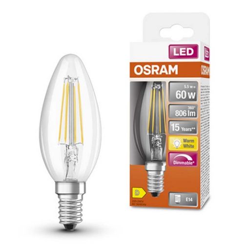 Εικόνα της Λάμπα LED Osram Superstar Classic B Candle Dimmable E14 2700K 806lm Filament 5.5W Warm White