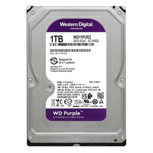 Εικόνα της Εσωτερικός Σκληρός Δίσκος Western Digital Purple 1TB 3.5" 64MB WD11PURZ