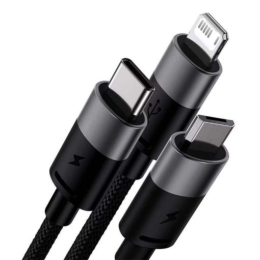 Εικόνα της Καλώδιο Baseus StarSpeed USB to USB-C/Micro-USB/Lightning 1.2m Black CAXS000001