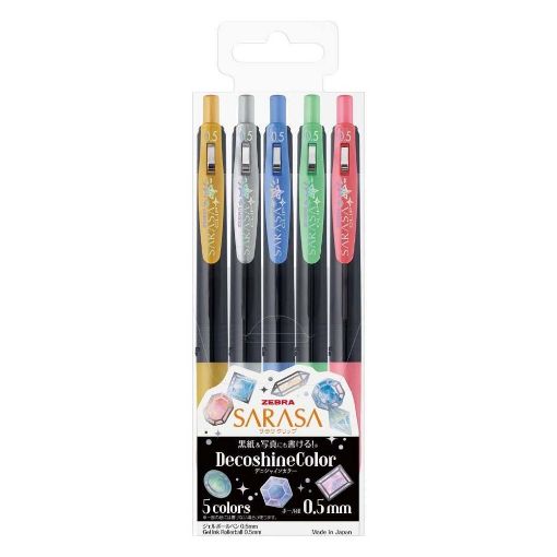 Εικόνα της Σετ Στυλό Zebra Sarasa Clip GelPen Deco Colors 0.5mm 5 τμχ ZB-37860
