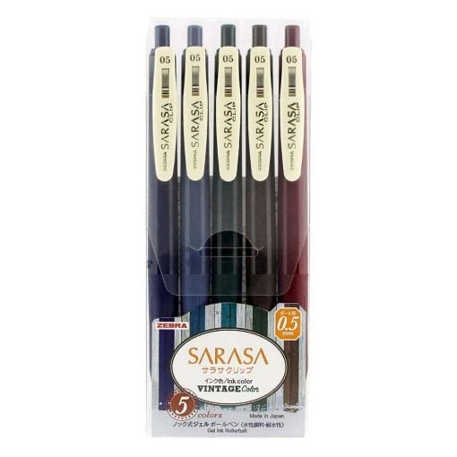 Εικόνα της Σετ Στυλό Zebra Sarasa Clip GelPen Vintage Colors 0.5mm 5 τμχ ZB-69420