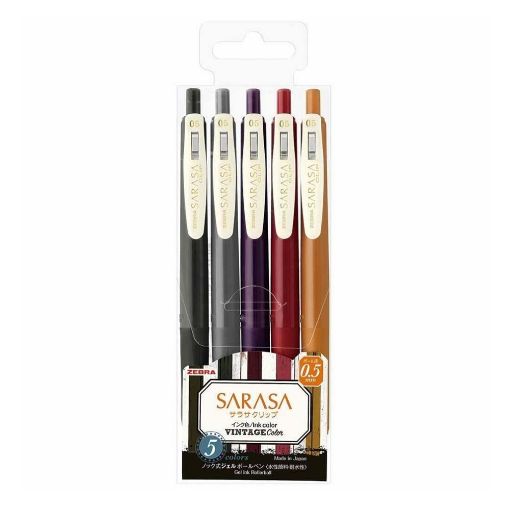 Εικόνα της Σετ Στυλό Zebra Sarasa Clip GelPen Vintage2 Colors 0.5mm 5 τμχ ZB-69422