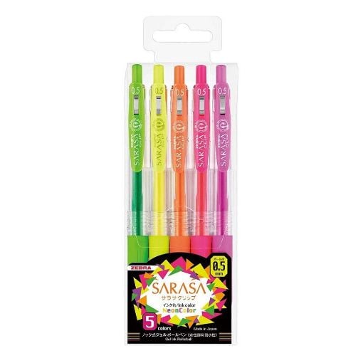 Εικόνα της Σετ Στυλό Zebra Sarasa Clip GelPen Neon Colors 0.5mm 5 τμχ ZB-69440