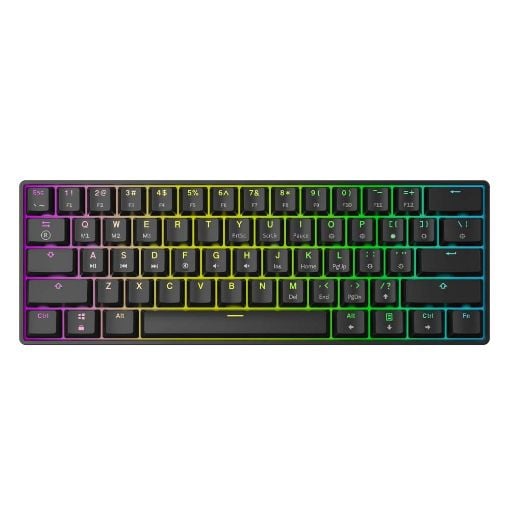Εικόνα της Πληκτρολόγιο HK Gaming GK61 RGB Gateron Mechanical Brown Switch (US) Black