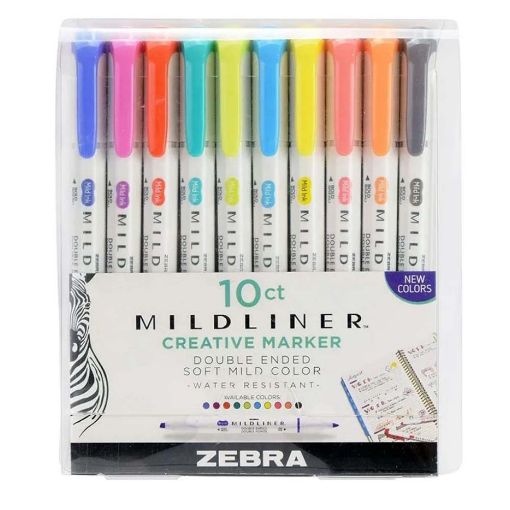 Εικόνα της Σετ Μαρκαδόρων Zebra Midliner Creative Double-Ended Soft-Mild Colors 10 τμχ ZB-78501