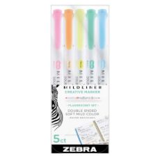 Εικόνα της Σετ Μαρκαδόρων Zebra Midliner Double-Ended Brush Fluorescent Colors 5 τμχ ZB-79105