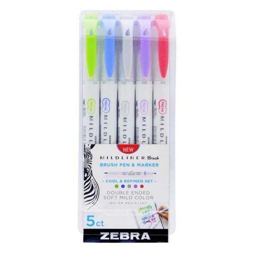 Εικόνα της Σετ Μαρκαδόρων Zebra Midliner Double-Ended Brush Cool & Refined Colors 5 τμχ ZB-79205