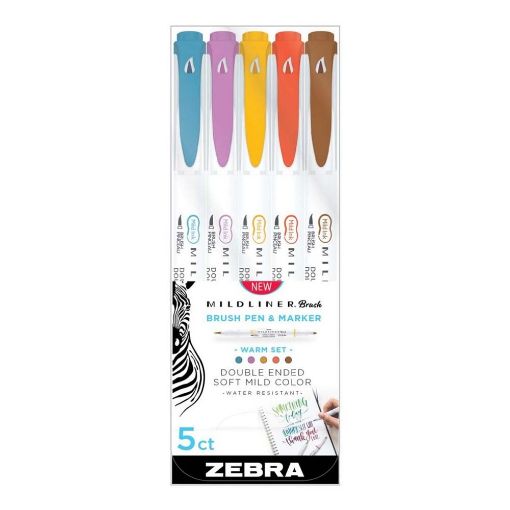 Εικόνα της Σετ Μαρκαδόρων Zebra Midliner Double-Ended Brush Warm Colors 5 τμχ ZB-79305