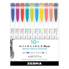 Εικόνα της Σετ Μαρκαδόρων Zebra Midliner Double-Ended Brush Soft-Mild Colors 10 τμχ ZB-79501