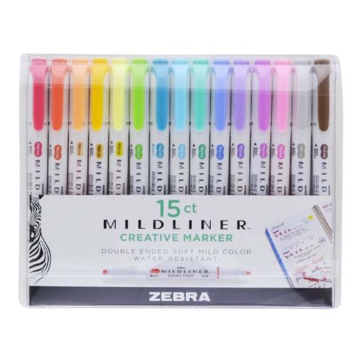 Εικόνα της Σετ Μαρκαδόρων Zebra Midliner Creative Double-Ended Soft-Mild Colors 15 τμχ ZB-78115