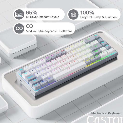 Εικόνα της Πληκτρολόγιο Redragon K631WG 65% Outemu Red Switches White/Grey