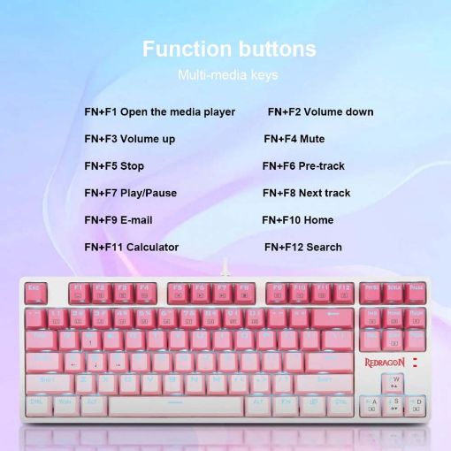 Εικόνα της Πληκτρολόγιο Redragon K645W TKL Outemu Blue Switches Pink/White