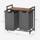 Εικόνα της Vasagle Καλάθι Απλύτων με 2 Θήκες Black/Brown BLH201G01